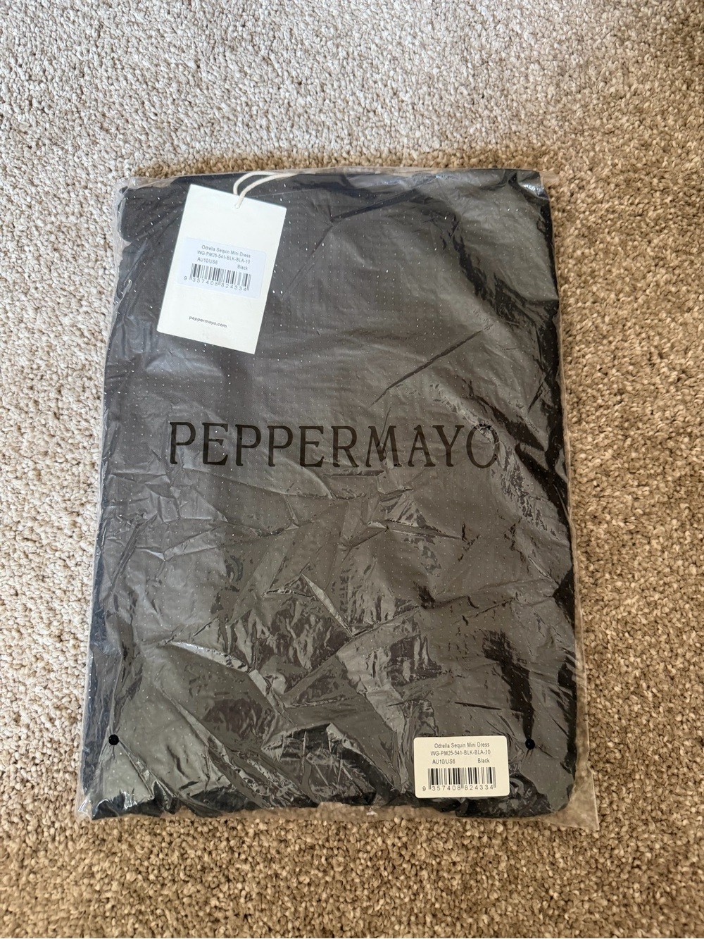 NWT Peppermayo Black Sequin Beaded Halter Mini Dress Size 6 - Picture 3 of 4